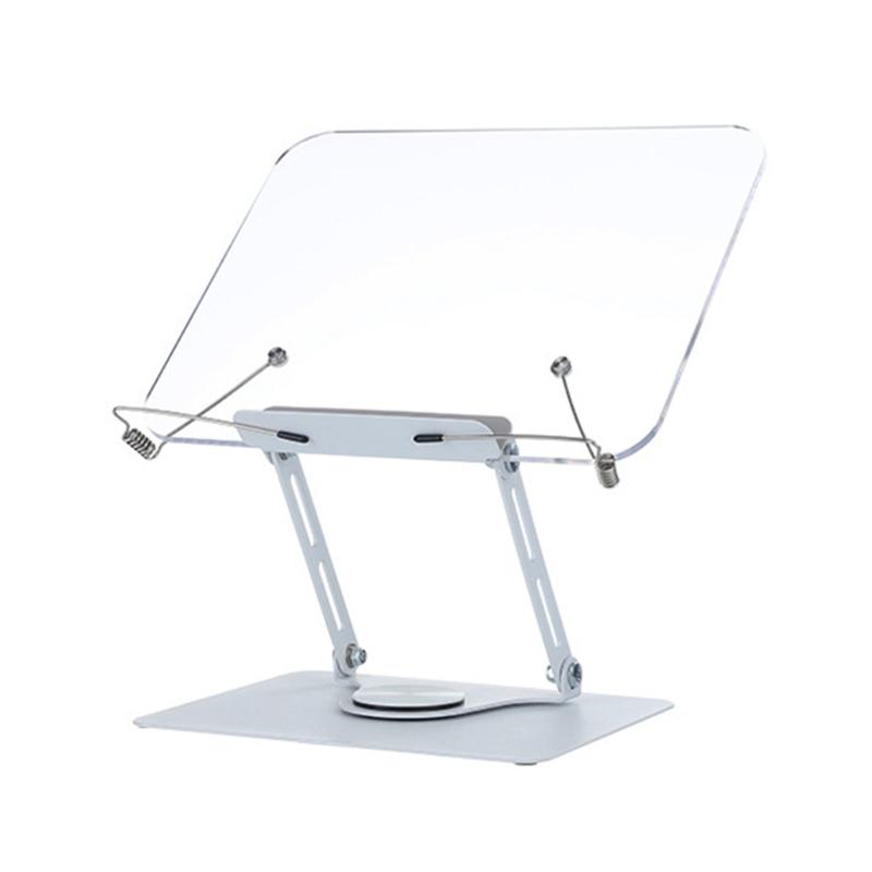 Ergonomický nastavitelný stojan na knihy s pružinovým klipem pro čtení, vaření, kancelář, otočná základna o 360°, skládací, přenosný design