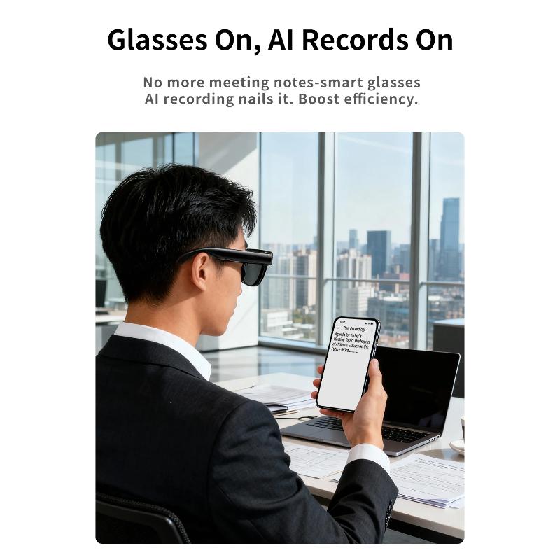 MT3 Smart Glasses 8MP HD Camera Video Recording AI Translation Voice Assistant TR90 Ultralight Bluetooth Call Music Smart Eyewear USB Charging Unisex