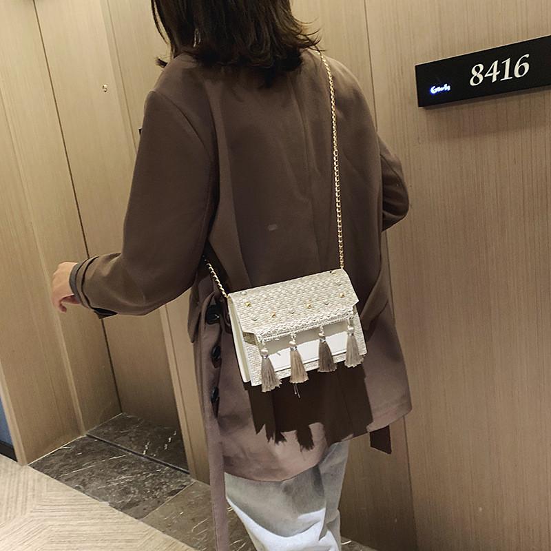 Style Woven Mini Shoulder Bag With Chain Strap For Casual Travel