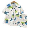 Stitch Cartoon Ice Silk Pajamas Women'S Summer Short-Sleeved Cute Loungewear Two-Piece Set