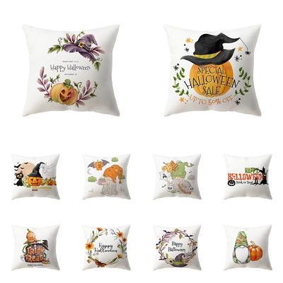 Halloween Theme Horror Pumpkin Bat Print Pattern Cushion Cover Home Living Room Sofa Decoration Square Pillow Pillow Cover