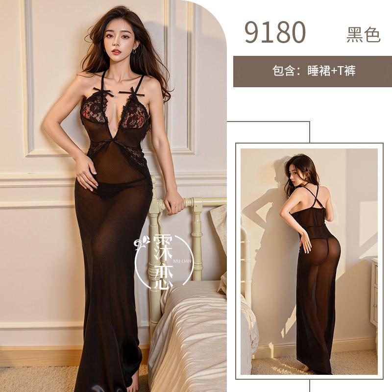 

Сексуальное сексуальное прозрачное сетчатое платье для соблазнения фиолетовое королевская сестра кружево сексуальный длинный стиль свободный One size [wearable weight: within 75kg] чёрный