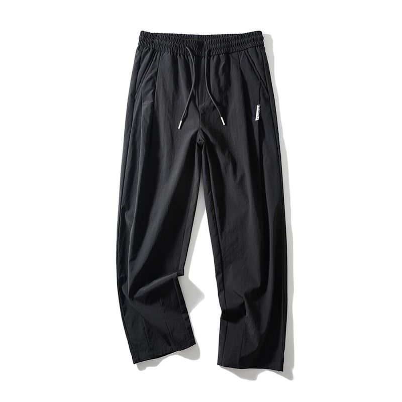 American Retro Pleated Tapered Straight Loose Work Pants for Men, Summer Thin Style, Export Men s Casual Long Pants Black S