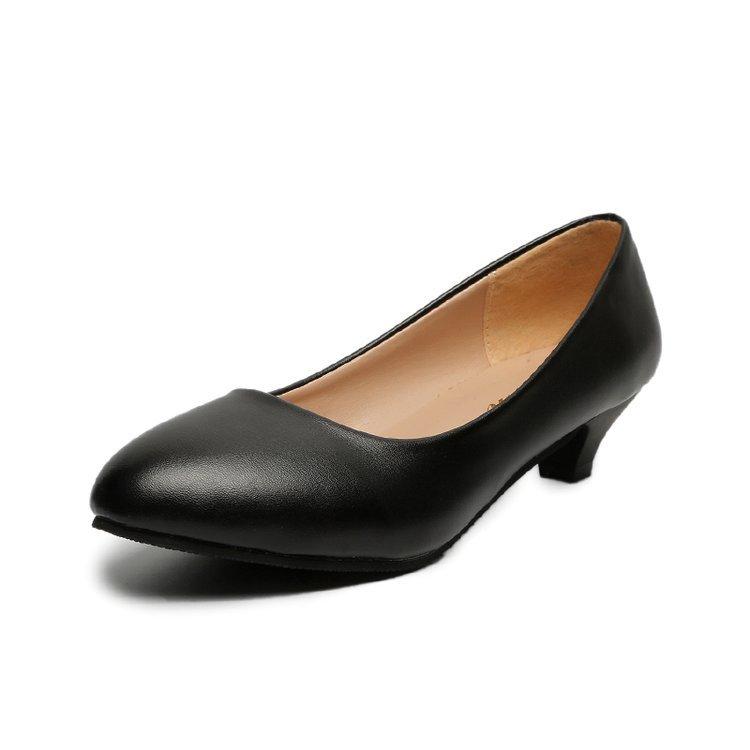 Women New Luxury Middle Heel Shoes Black Round Toe Thick Heel High Heel Shoes Etiquette Work Women Casual Shoes High Heels