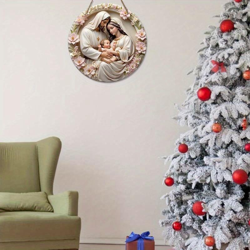 Wood Warm Winter Wooden Sign 2D Relief Effect of Ice and Snow Town Wreath Sign for Front Door Wall Hanging Decor for Door, Wall, Home, Room, Farmhouse