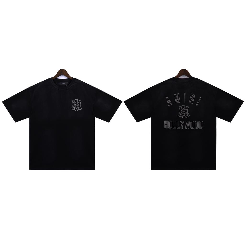 2253 Amiri 2025 Sommer Ny Herre- og Dame Løs Vasket Vintage Stor T-skjorte Par T-skjorte