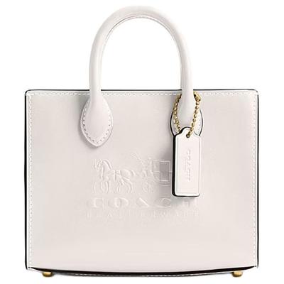 Ace 17 Carriage Pattern Printed Leather Tote Bag Women Tote Chalk-White CT889-B4HA