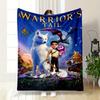 A Whimsical Fantasy Scene with Animals, a Warrior, and Magical Elements. for All Seasons Blanket Lunch Break Throw Gift