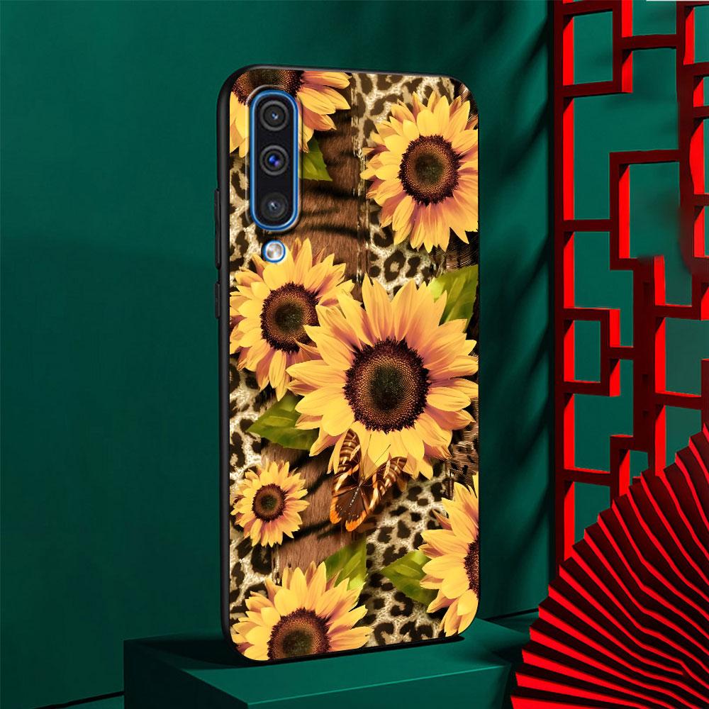 Summer Daisy Sunflower Floral Flower Case for Samsung Galaxy A10s A50 A50s A02s A03s A20 A30 A20e A70 A70s A20s A30s Black Cover