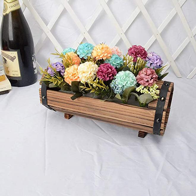 Dropshipping Carbonized Wooden Flower Pot Succulent Plant Potted Planter Preservative Wood Flower Box