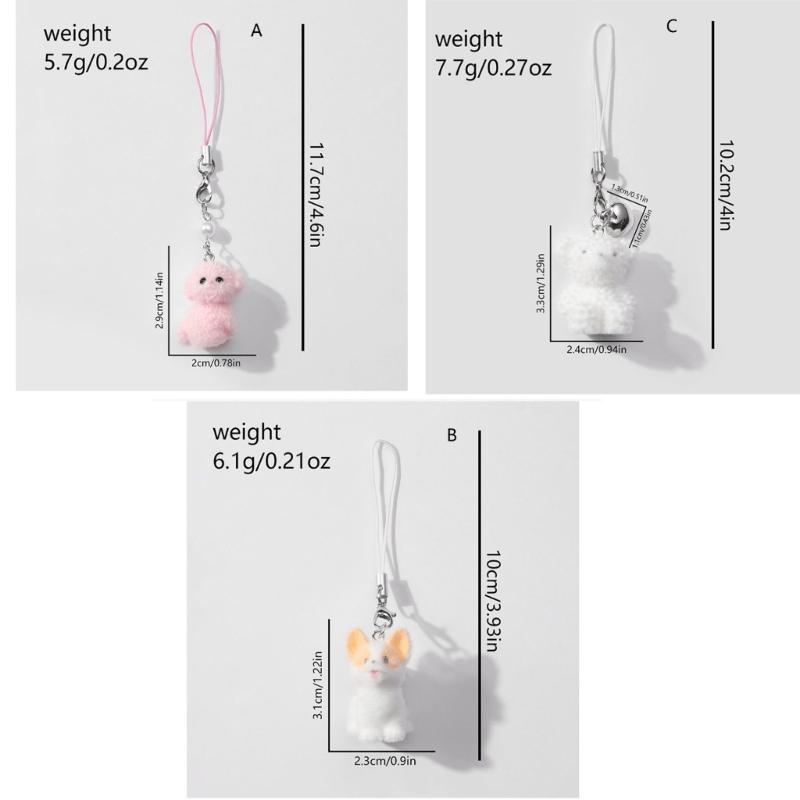 Cute Pendant Plush Flocking Phone Charm Flocking Puppy Bear Mobile Pendant Soft Phone Hanging Decoration for Daily Use
