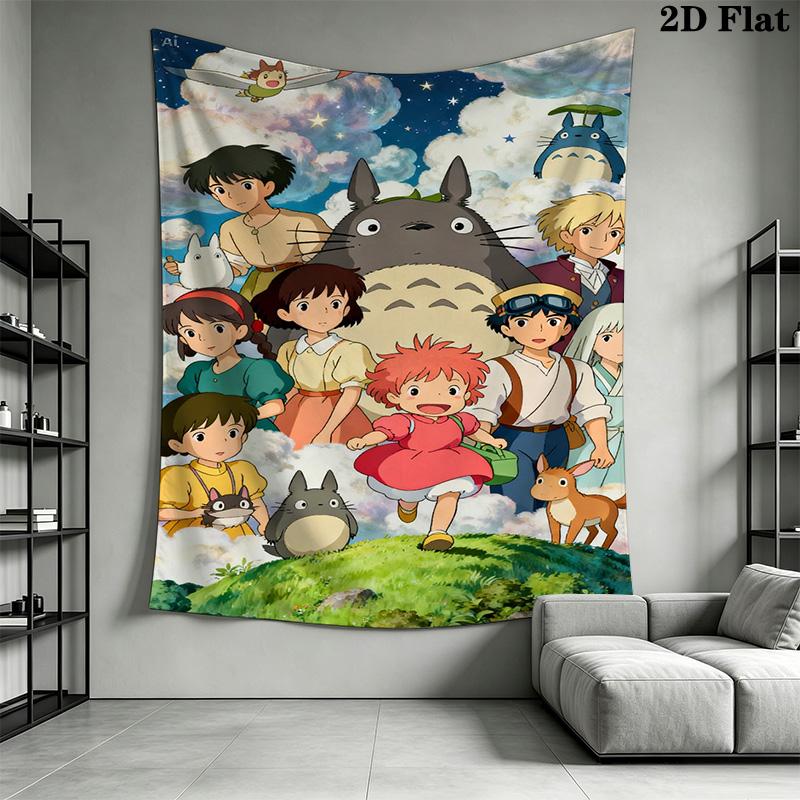 Neighbor Totoro Adventure Forest Tapestry Background Cloth Wallmounted Work Of Art Christmas Gift Atmospheric Background Cloth