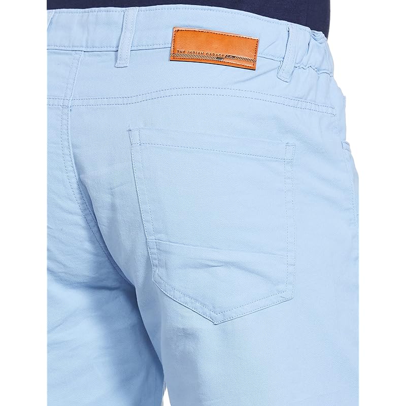 The Indian Garage Co Men Slim Fit Solid Mid-Rise Chino Shorts Lt Blue 32 синий