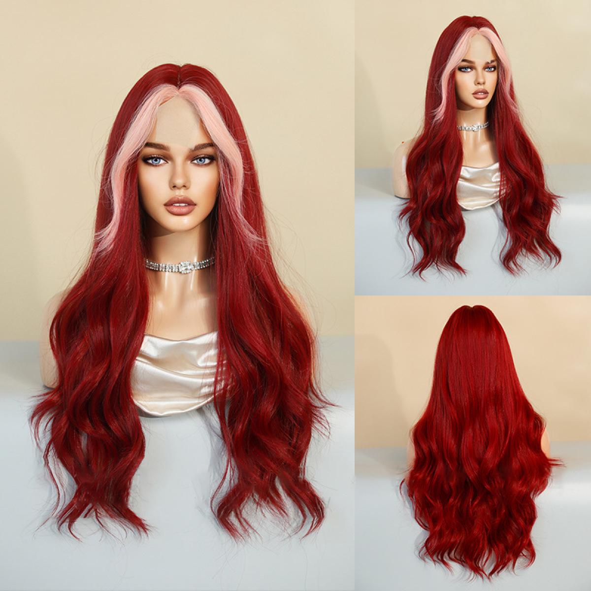 

Жіноча імітаційна перука 70 см. Волосся. Пурпурова перука. Довга кучерява перука. Повний головний убір. Головний убір із сіткою для волосся. Краса. Перука. 70cm 28 Inch червоний