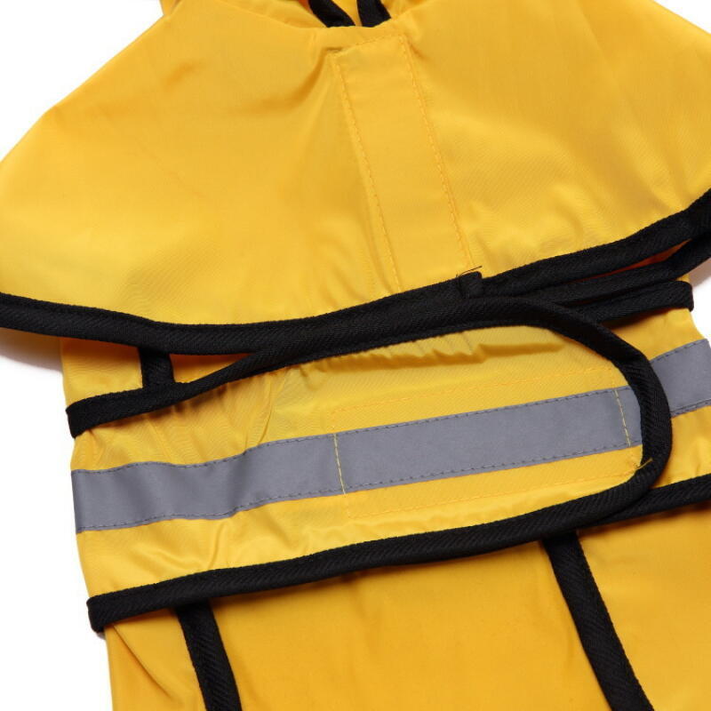 Dog Raincoat With Reflective Strip Hooded Puppy Waterproof Rain Jacket Lightweight Pet Rainwear For Outdoor Walking Safety Coat