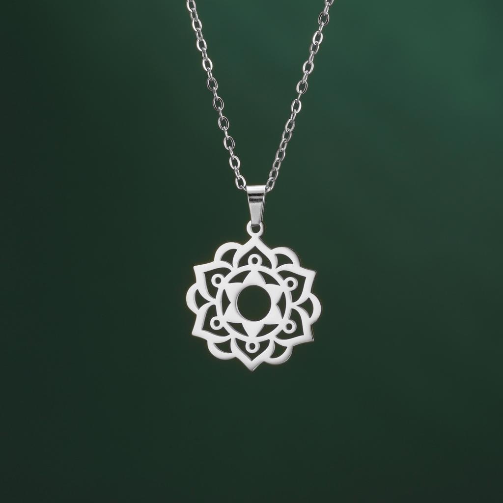 LIKGREAT Yoga Lotus Necklaces Stainless Steel Flower of Life Pendant Women Girls Mandala Healing Buddha Spiritual Chakra Jewelry