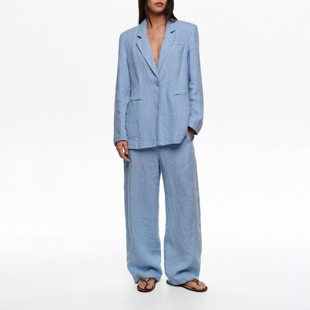 

Bimba Y Lola Striped Washed Linen Barrel Trouser Blue B265awp005bla Blue/36
