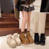 Thick-soled cross-straps, new fashionable velvet and thickened thermal short tube in autumn and winter, one-pedal elastic snow boots.