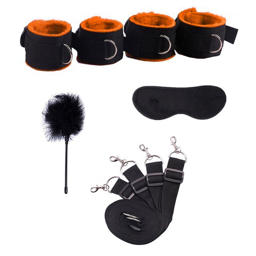 Couple Sex Toy BDSM Bed Restraint Equipment Set Sex Erotic Handcuffs Ankle Eye Mask Whip Alternative Training Game