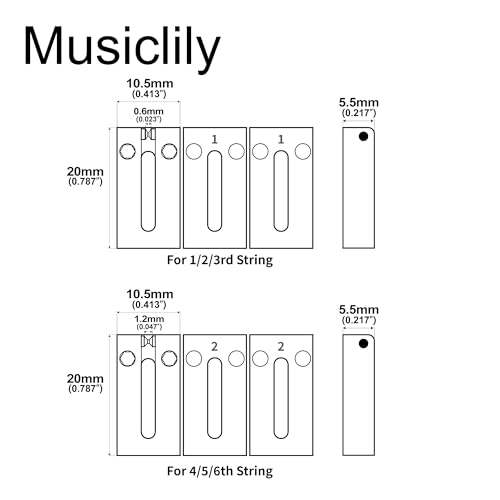 Musiclily Ultra 10.5mm Brass Guitar Roller Bridge Saddles for Strat/Telecaster Style Electric Guitars, Chrome (Set of 6)