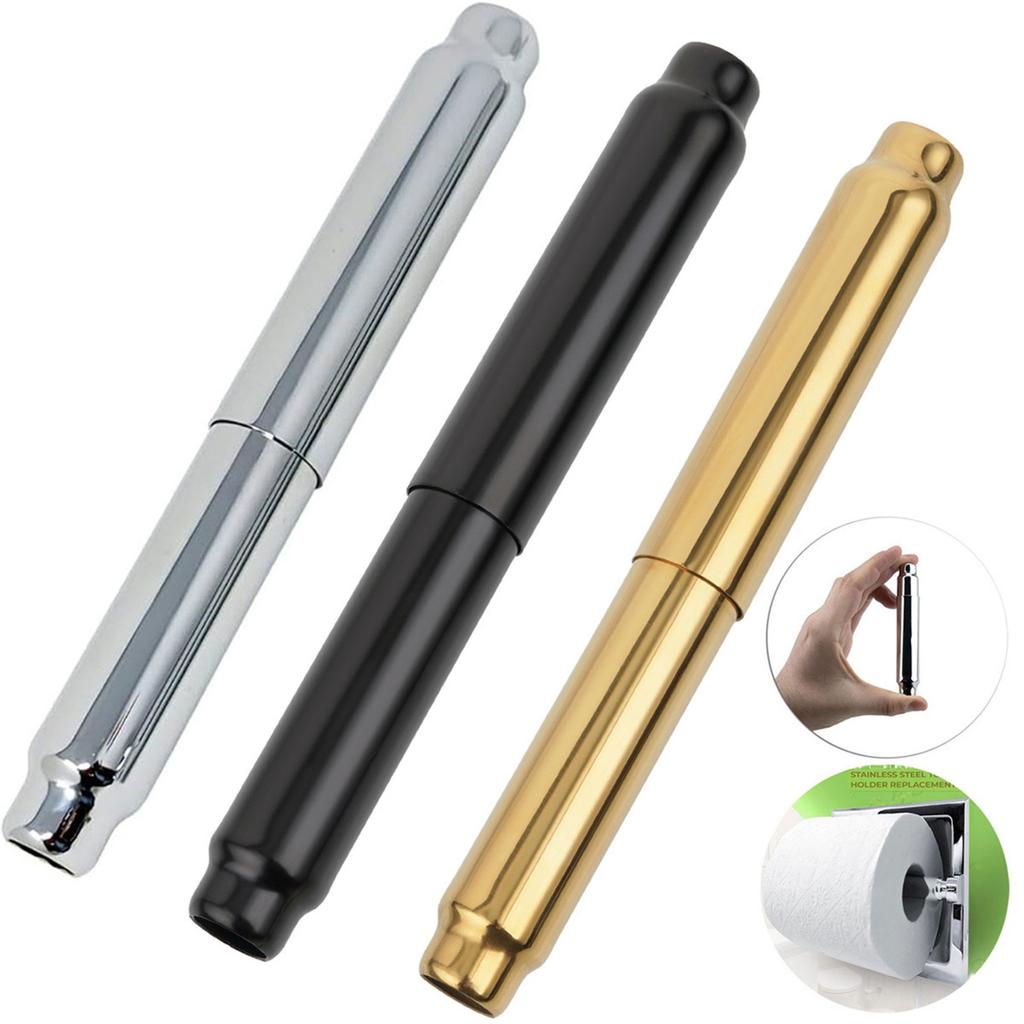 Stainless Steel Toilet Paper Holder Replacement Rod Tissue Rollers Retractable Paper Holder Spindle Easy To Install