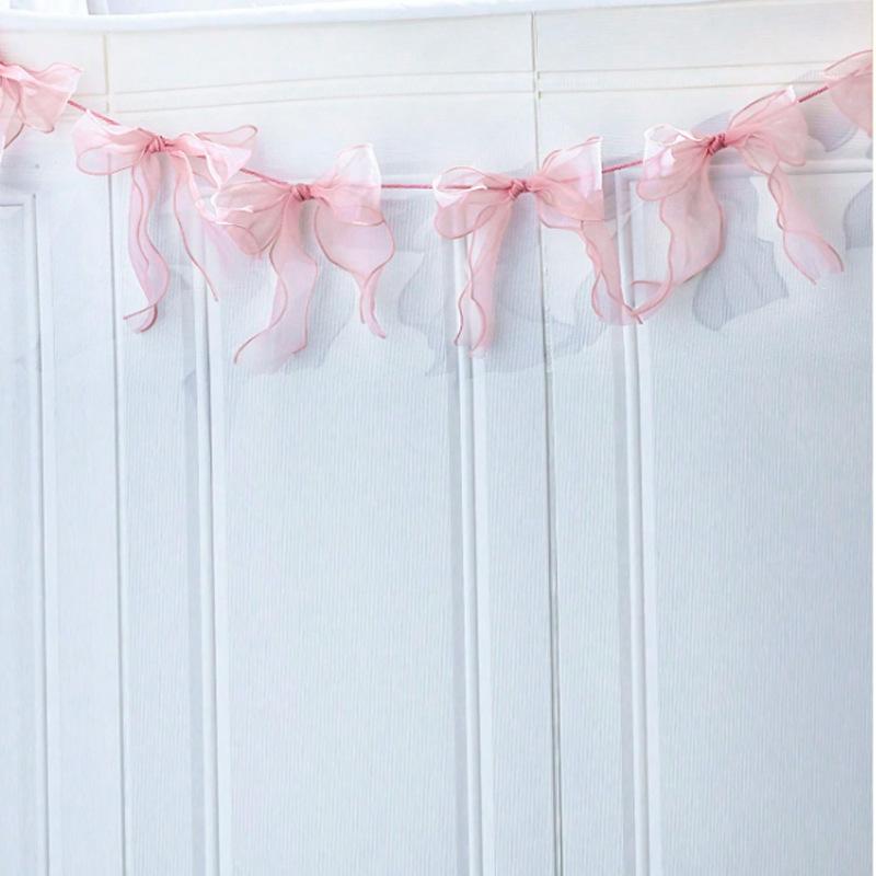 Bowknot Banner Hanging Pendant Garlands For Girls Princess Birthday Party Decor Baby Shower Wedding Party Po Background Decor