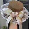 Breathable Lace Sunshade Cap Butterfly Knot Straw Beach Hat Fashion Summer Sun Hat  Outdoor