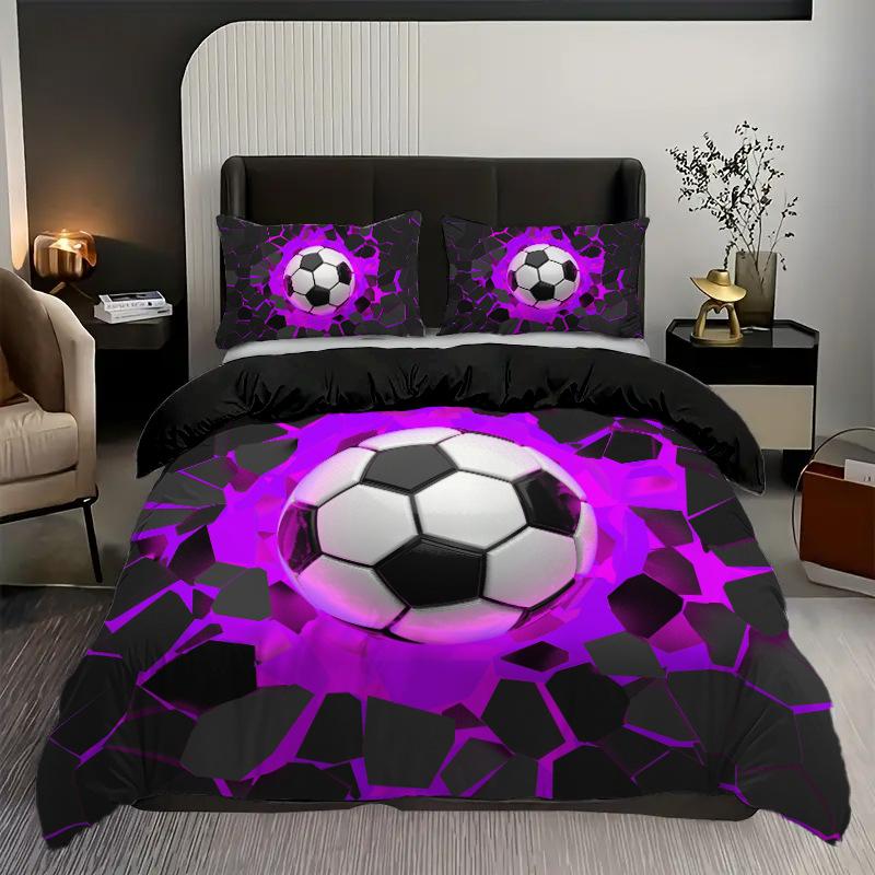 Quilt Cover Bedding 3D Printing Three-Piece Set Home Textiles Technology Sense Football Sports