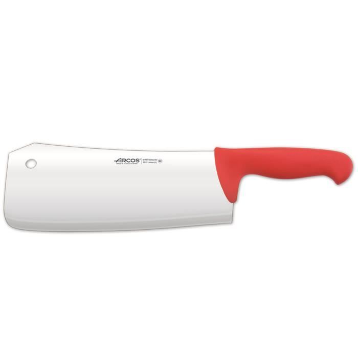 Macheta Arcos Couleur - Prof 297522 en acier inoxydable Nitrum et mango polypropylène rouge ergonomique avec lame de 24 cm et 4 mm