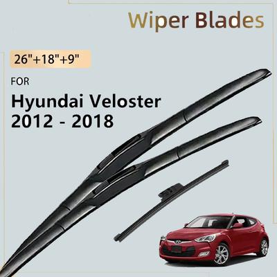 3x For Hyundai Veloster FS MK1 2012 - 2018 2017 2016 2015 2014 2013 Accessories Front Rear Wiper Blade Window Brushes 26"+18"+9"