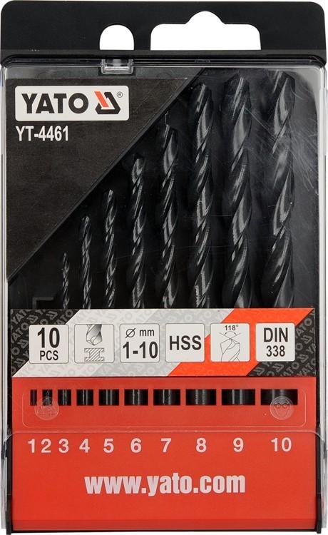 HSS Metal Drill Bits, 1-10 Mm, Set. 10 Pcs. YT-4461 YATO