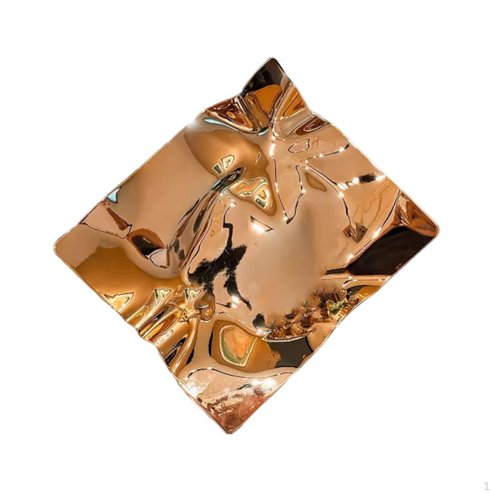 Decorative Serving Tray Jewelry Dish ,Snack Nut Storage Plate Fruit for Kitchen, Champagne