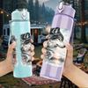 1PC Twin Tiger Dark Vintage Animal Art 750ml Color Plastic Sports Water Bottle Leakproof Flip Straw Lid Suitable for Sports Office Home Use