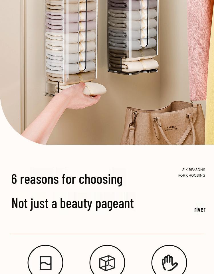 Suction Cup Wall-Mounted Underwear Organizer with Lid - Large Capacity Drawer for Socks