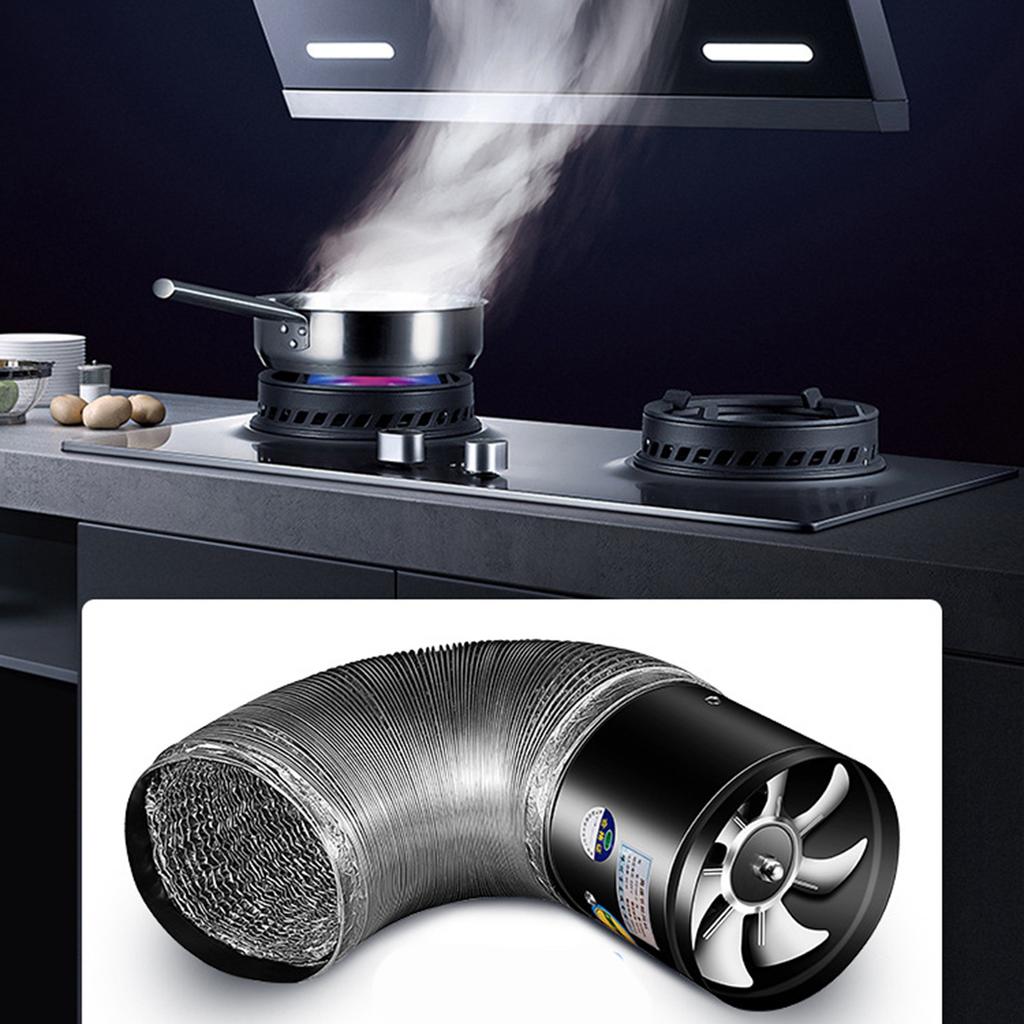 Potrubní ventilátor Výkonné větrání Vysokorychlostní motor s měděným vinutím Kovový kulatý odsávací ventilátor pro kuchyň