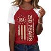 Women’s Raglan Sleeve Printed Top USA 250 Years Graphic Casual Crewneck Short Sleeve Loose Fit Summer T Shirt for Women