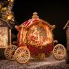 Christmas Snow Globe Craft Gift with Music & Light Glittering Music Box Santa Carriage Ornament for Holiday Decor Xmas Gift