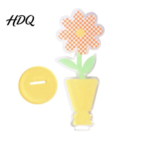 Rounded Edge Memo Clip Acrylic Desk Holder Flower Shaped Photo Display Stand