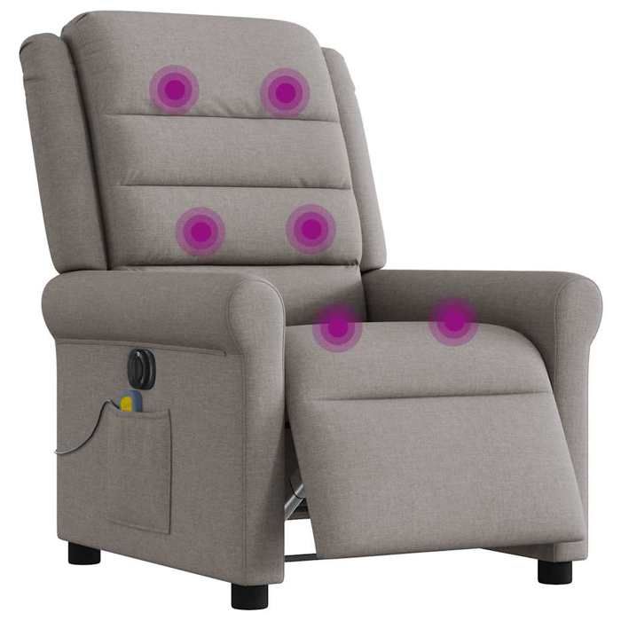 VidaXL Electric Reclining Massage Armchair Taupe Fabric 3303311