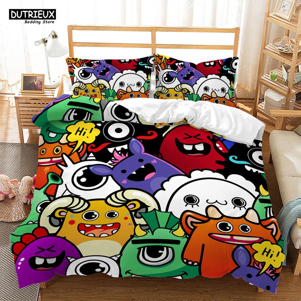 

Комплект постельного белья с 3D-мультяшными свиньями и кошками, милые животные, пододеяльник, двуспальный, размер Queen King Twin, полный размер, детский, для девочек, комплект из полиэстера EU single(135x200cm)