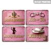 Vintage Pink Cowgirl Metal Sign Western Cactus Horse Wall Decor for Farmhouse Bedroom