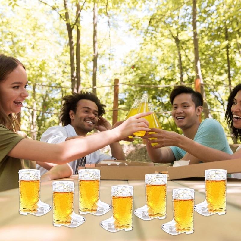 6Pcs Drinking Cups Plastic Shot Glasses Cowboy Boot Shape Plastic Party Cups Plastic Beer Cup Western Party Supplies
