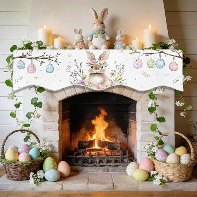 Easter Fireplace Scarf and Valance Curtains for Doors and Kitchens