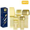 Stainless Steel 30-Piece Cutlery Set with Small Waist Design for Restaurants and Hotels