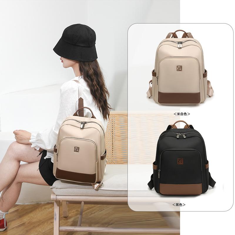 Schoolbag New Simple Color Matching Backpack Women's Commuter Versatile Backpack Leisure Large Capacity Student School Bag Wholesale