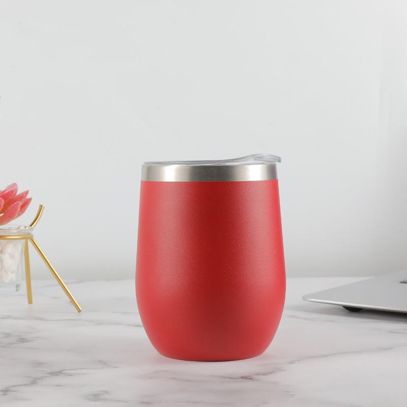 Tazza termica in acciaio inossidabile 304, Bicchiere da vino a doppia parete a forma di uovo da 12 oz, Mantiene le bevande calde o fredde.