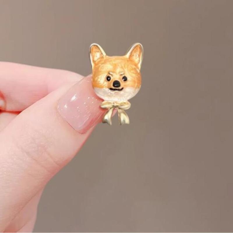 1Pc Cute Dog Brooch with Bow Lovely Shiba Inu Animal Brooches Pins for Women Men Jewelry Accessories Party Gifts