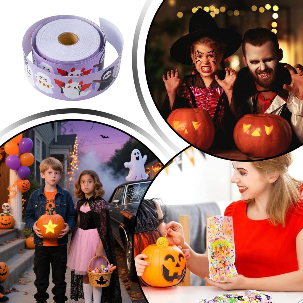 Halloween Sticker Roll Halloween Ghost Stickers Roll Scary Halloween Sticker Set 500 Pcs Holiday Ghost Water Bottle Decal