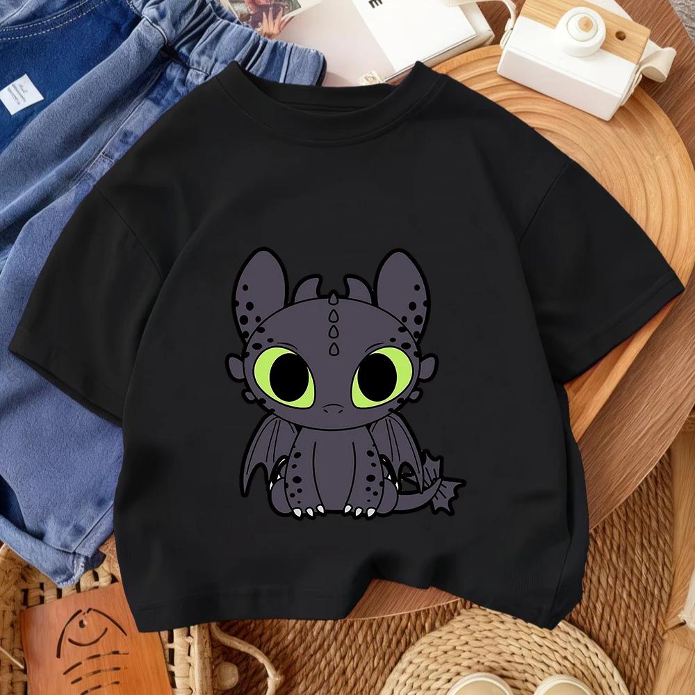 Toothless Kids Short Sleeve T Shirt Boys Girls Dragon Cartoon Polyester Summer Casual Top