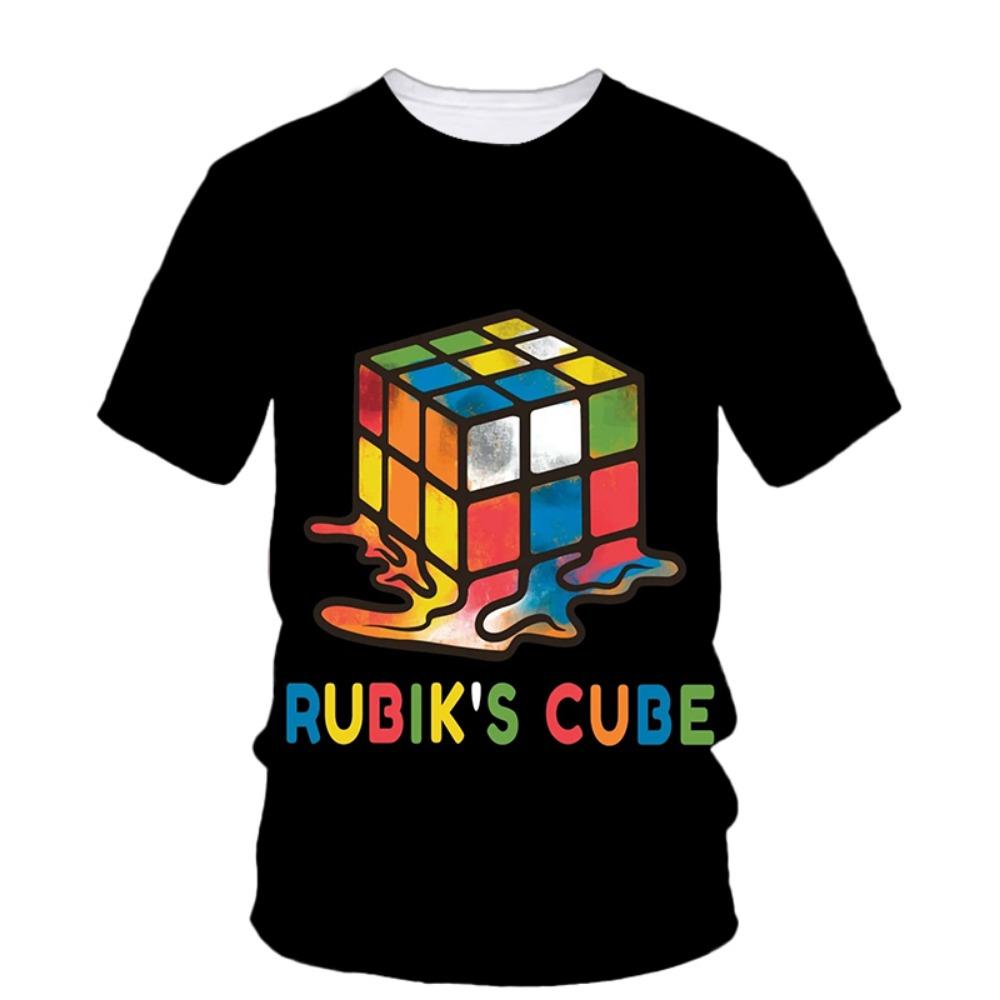 Rubikova kocka 3D tlač Tričko Muž Leto Okrúhly výstrih Krátky rukáv Nadrozmerný vrchný diel Ležérne tričko Voľné Streetwear Harajuku